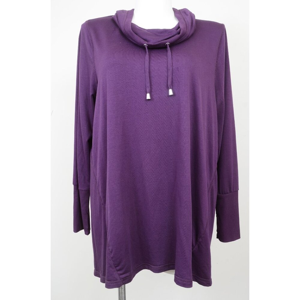 Cable & Gauge Women PLUS 2X Purple Pennant Cowl Neck‎ Long Sleeve Tunic Top NEW - Picture 3 of 12